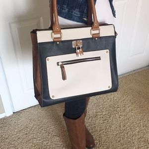 Call It Spring: Black, Brown, Ivory Satchel, NWOT